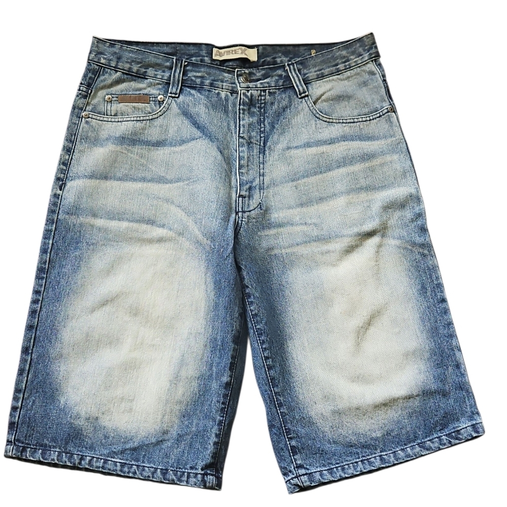 Avirex Jeans Shorts Baggy, Wide Leg Loose Fit Mens W36